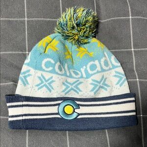 Blue and Yellow Kids Winter Beanie